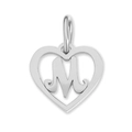 Elegant heart-shaped stainless steel pendant featuring letter M for DIY jewelry making - Letter-M / Silver