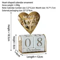 Nordic gold metal heart calendar frame with white calendar blocks and dimensions - Iron Art Calendar Ornament - Heart