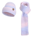 Set invernale 3 pezzi con cappello e sciarpa sfumati pastello per calore antivento - Set da 2 pezzi / Viola