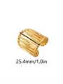 Retro 18k gold plated stainless steel hollow woven ring, 25.4mm diameter size - Modern Hollow Cage