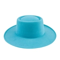 Sombrero fedora de fieltro azul cerceta con ala ancha plana y estilo retro británico clásico - M (56-58cm) / Azul lago