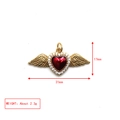 Detail view of 17mm x 31mm golden winged heart pendant with red stone and dimensions - Feathered Wings Heart