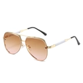 Occhiali da sole aviator senza montatura dorati con lenti sfumate marrone-rosa - Montatura Oro Lente Sfumata Tè Rosa