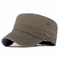 Cappello militare classico in tela di cotone lavata verde oliva con stile vintage - Regolabile / caffè