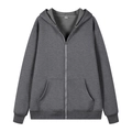 Oversized donkergrijze hoodie met rits, trekkoord en geribbelde manchetten voor - donkergrijs