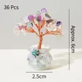 Handmade mini crystal tree ornament with colorful amethyst and green fluorite stones - 36 Crystals Rainbow Fluorite (Mini Fish Tank)