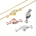 Heart-shaped magnetic jewelry clasps with rhinestones in gold, rose gold, and silver - Silver Rhinestone Heart Clasp