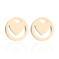 Golden heart smile face stud earrings made of high-quality polished stainless steel - 198/Heart Smile / Gold
