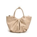Chic beige pleated cloud handbag in soft faux leather with delicate top handles - Off White