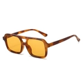 Square aviator sunglasses with tortoise shell frame and yellow lenses, 45-degree view - Leopard Frame Orange Lens