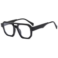 Gafas de sol vintage negras de montura cuadrada gruesa con doble puente moderno - Montura Negra Lentes Transparentes