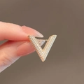 Elegant rose gold V-shaped brooch with shimmering micro-pave crystals and sleek finish - Rose Gold V-Shape