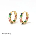 18mm gold earrings with multicolored round cut gemstones and a minimalist design - Gold - Multicolor Zirconia