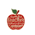 Red apple teacher brooch with gold lettering I am a teacher What is Your Superpower - Red Apple / Red