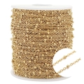 Detail of golden bead chain spool with macro view for DIY jewelry making - Chain 1.5mm, Bead 2mm / Gold