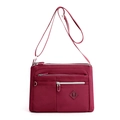Women's nylon crossbody bag with multi-pockets, waterproof casual shoulder bag for daily use - Wine Red