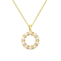Elegante collana dorata con ciondolo circolare decorato con perle bianche e cristalli - Perla rotonda dorata