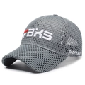 Grey breathable full mesh baseball cap with white FBKS embroidery and TAOFEILE side logo - Dark Gray