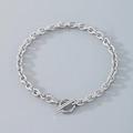 Sleek silver stainless steel bracelet with OT toggle clasp in minimalist link design - Bracelet (19CM) / 4.5mm / Silver