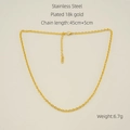 Collar minimalista de acero inoxidable chapado en oro 18K con largo ajustable de 45cm - Dorado