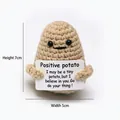 Detail of 7x5cm handmade crochet positive potato with motivational quote card - Potato Khaki P Card