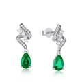 Pendientes de plata S925 con esmeraldas talla pera y diamantes en fondo blanco - Plata 925 / Plateado