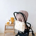 Cream quilted stroller bag with yellow cartoon tiger patterns and hanging hooks - Tiger