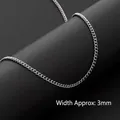 Minimalist 3mm silver stainless steel square pearl link chain necklace for men - Curb Chain / 3mm Width 60cm Length