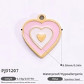 Roze en witte emaille hartbedel van 18k verguld roestvrij staal, maat van 8,58mm - PJ91207 (Driekleurig Hart)
