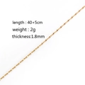Detail of 1.8mm golden stainless steel chain with length and weight specifications - Lips Chain