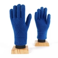 Blue winter knitted thermal gloves with diamond texture for touchscreen on white background - One Size / Klein Blue