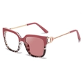 Cat-eye glasses frame featuring matte wine red and tortoise patterns with gold metal temples - C4 Pink Tortoiseshell to Pink
