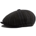 Berretto newsboy spinato grigio scuro con bottone in metallo e visiera nera - Grigio Scuro Spina di Pesce / Grigio
