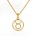 Titanium steel Taurus zodiac pendant necklace in golden finish with a delicate link chain - Taurus