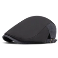 Classic dark gray and black newsboy flat cap with side metal buckle adjustment - Dark Gray Patchwork