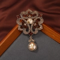 Vintage palace style bronze brooch with amber crystals and a teardrop pendant - Style 7 (Amber + Bronze)