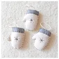 Three felt mitten ornaments with snowflake embroidery for Christmas tree decor - Gloves / Set of 3