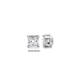 Silver magnetic square zircon ear clip earring with a 5mm geometric clear stone - 1 Pair / 5mm Steel Color Square