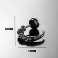Antique silver stainless steel stud earring with curved dragon spine design and 1.59cm width - Claw Hook Shape (S278)