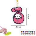 DIY cartoon rabbit diamond painting keychain kit with pink bunny and craft tools - Pink Pajamas Rabbit
