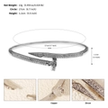 Silver nail bangle with cubic zirconia pavé detailing and technical measurements - Full Zircon Nail (BS-J5508S) / Silver
