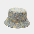 Reversible bucket hat with colorful floral pattern in pink and yellow for sun protection - M (56-58cm) / Green Floral