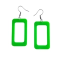Neon green rectangle acrylic hollow geometric earrings with stylish fish hook ear wires - Green Rectangular