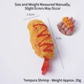 Realistic fried tempura shrimp keychain with red sauce, measures 7cm by 2.6cm - Ketchup Breaded Tempura Small Shrimp (No Ring)