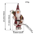 59cm standing Santa Claus in red-grey plaid coat with skis and gift bag holiday decoration - Faux Linen Plaid Hat Style