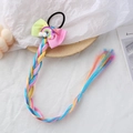 Elastico per capelli bimba con treccia arcobaleno e fiocco rosa decorato con nuvola - Treccia Arcobaleno con Fiocco