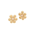 Elegant gold flower stud earrings featuring white pearls for a vintage aesthetic look - Retro Flower Edelweiss Style (4#)