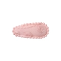 Pink floral embroidery cotton linen BB hair clip with decorative scallop edge detail - Pink Floral Embroidered (28)