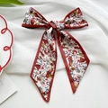 Silk neckerchief with abstract face graffiti print and deep red border detail - Red Hand-painted