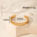 Adjustable wide gold stainless steel leaf cuff bracelet with mesh cutout design - Hollow Mesh